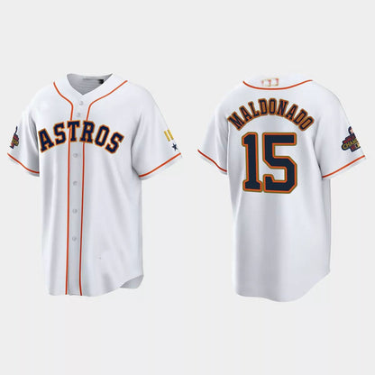 #15 Martin Maldonado Houston Astros 2023 Gold Program Jersey ¨C White Stitches Baseball Jerseys