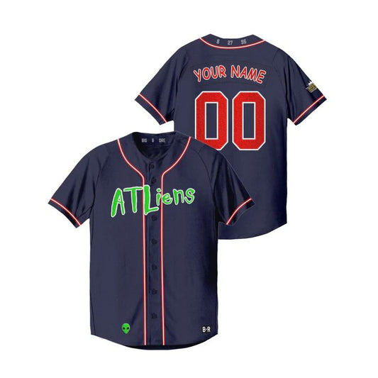 Custom Atlanta Braves Navy 25th Anniversary Jersey Stitched  Baseball Jerseys