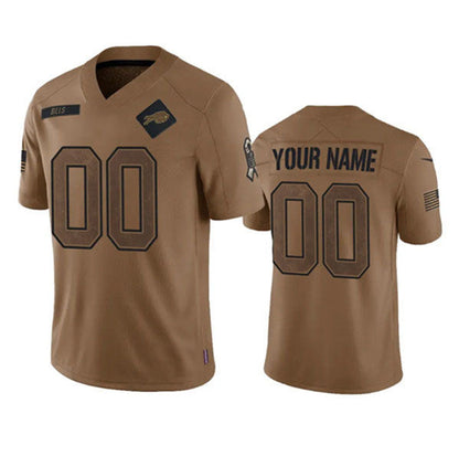 Custom Buffalo  Bills Active Player Custom 2023 Brown Salute To Service Limited Football Stitched Jersey