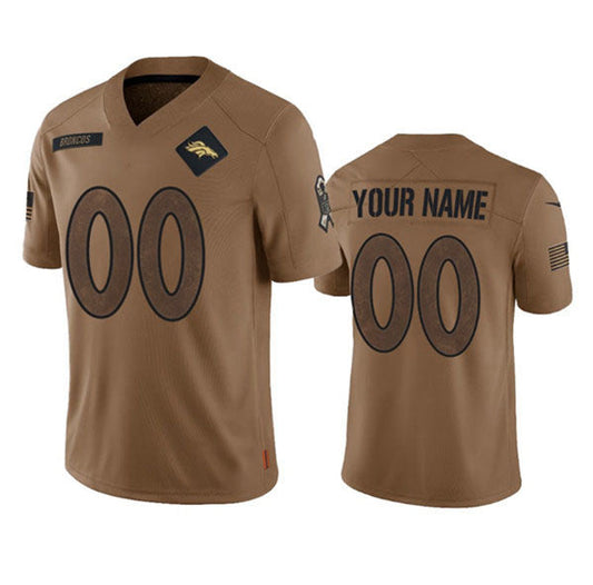 Custom Denver Broncos Active Player Custom 2023 Brown Salute To Service Limited Stitched Jersey American Football Jerseys