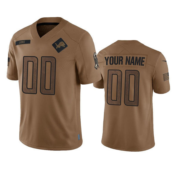 Custom Detroit Lions Active Player Custom 2023 Brown Salute To Service Limited Stitched Jersey American Football Jerseys