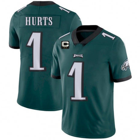 Philadelphia Eagles #1 Jalen Hurts Green With 2-star C Patch Vapor Untouchable Limited Stitched Stitched American Football Jerseys