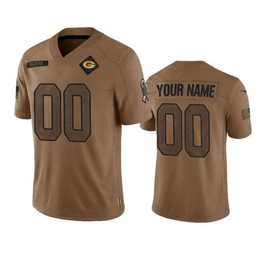 Custom Green Bay PackersPackers Active Player Custom 2023 Brown Salute To Service Limited Stitched Jersey American Football Jerseys