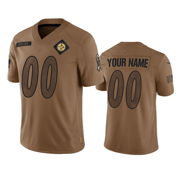 Custom Pittsburgh Steelers 2023 Brown Salute To Service Limited Stitched Jersey American Football Jerseys