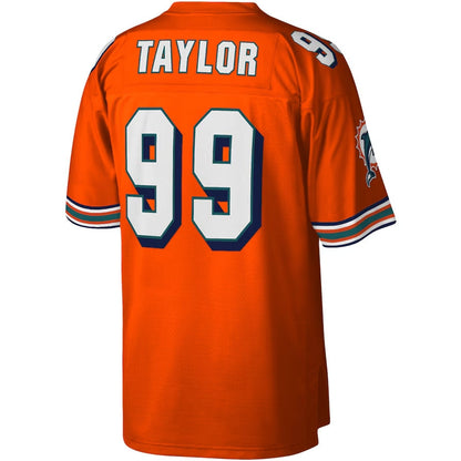 M.Dolphins #99 Jason Taylor Mitchell & Ness Legacy Replica Jersey - Orange Stitched American Football Jerseys