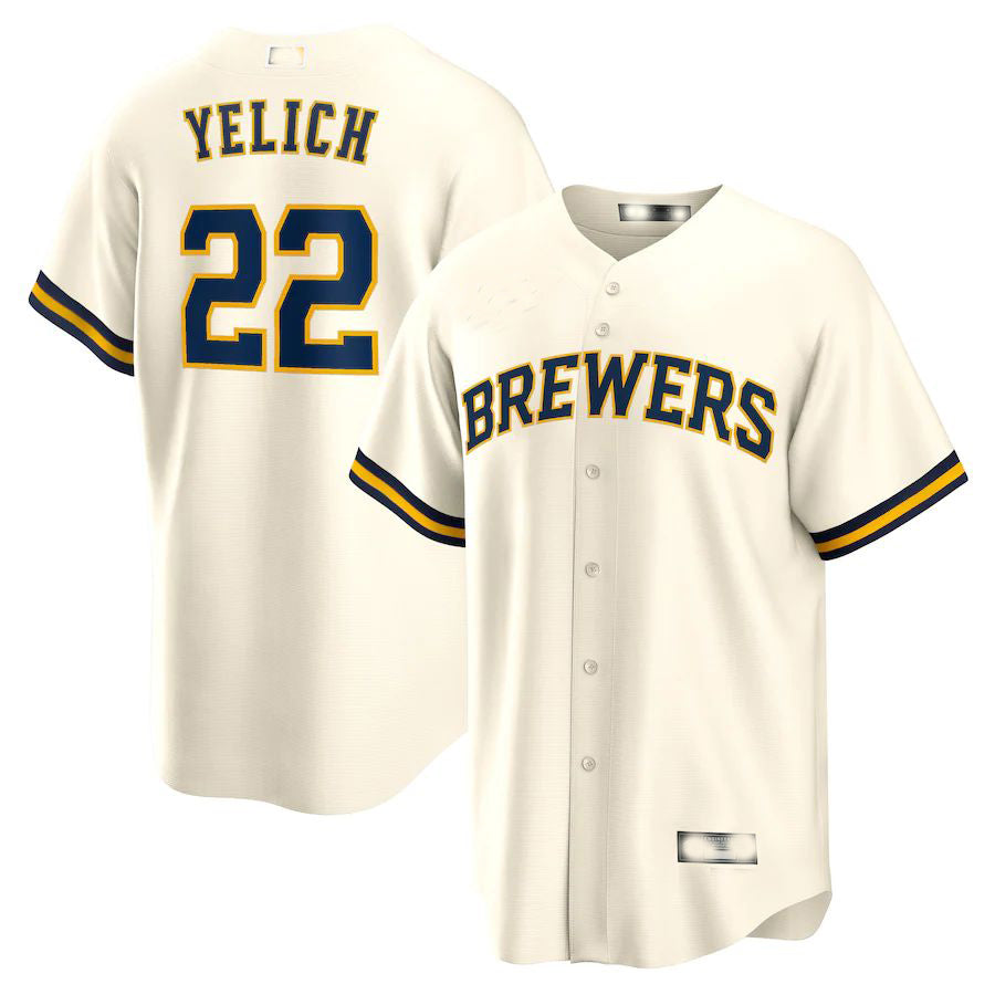 Milwaukee Brewers #22 Christian Yelich  Cream Alternate Replica Player Jersey Baseball Jerseys