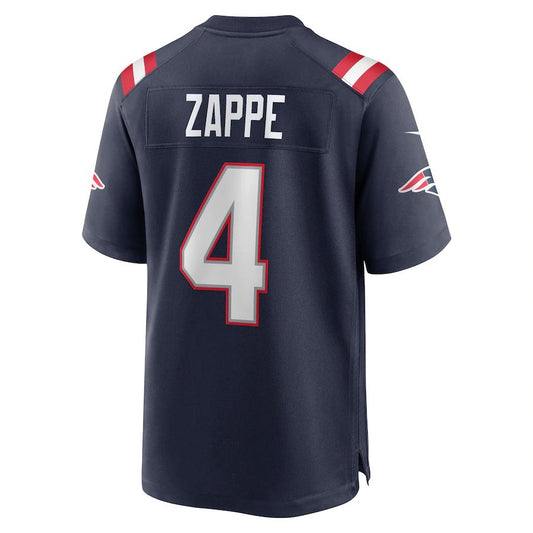 New England Patriots #4 Bailey Zappe Navy Game Player Jersey Stitched American Football Jerseys