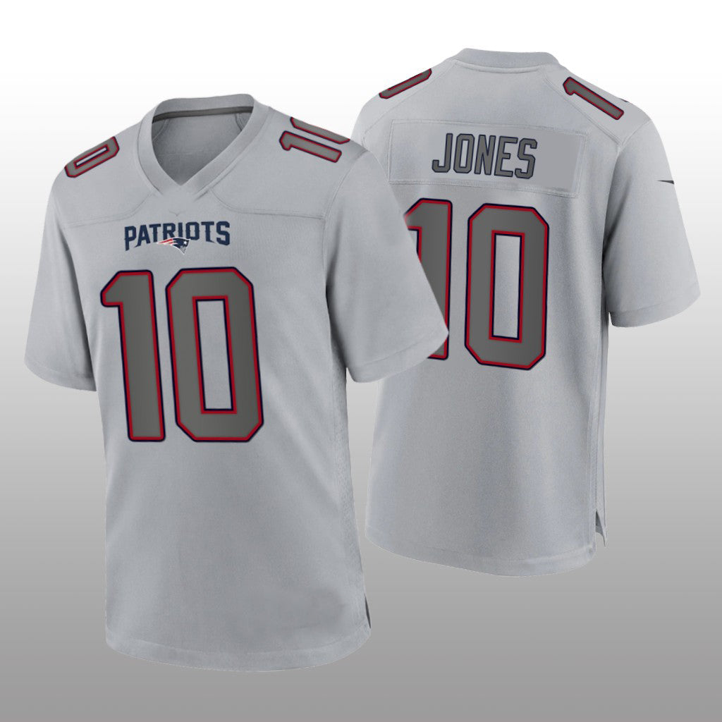 New England Patriots #10 Mac Jones Gray Atmosphere Fashion Game Jersey Stitched American Football Jerseys