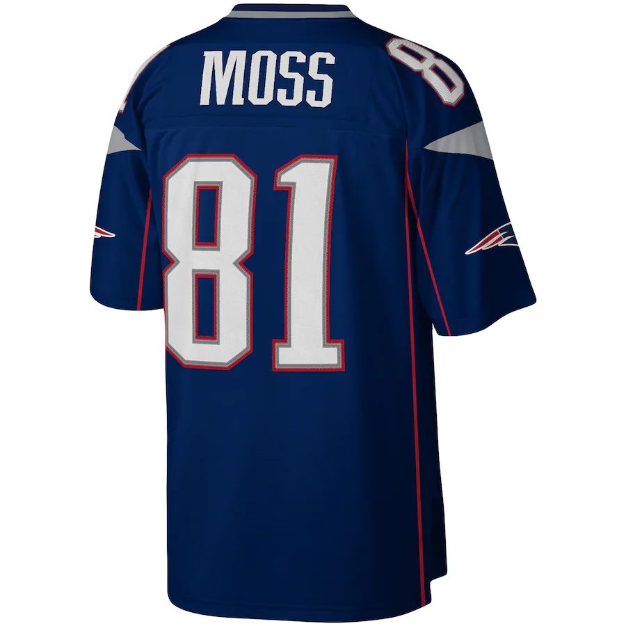 New England Patriots #81 Randy Moss Mitchell & Ness Navy Legacy Replica Jersey Stitched American Football Jerseys