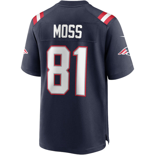 New England Patriots #81 Randy Moss Navy Game Retired Player Jersey Stitched American Football Jerseys