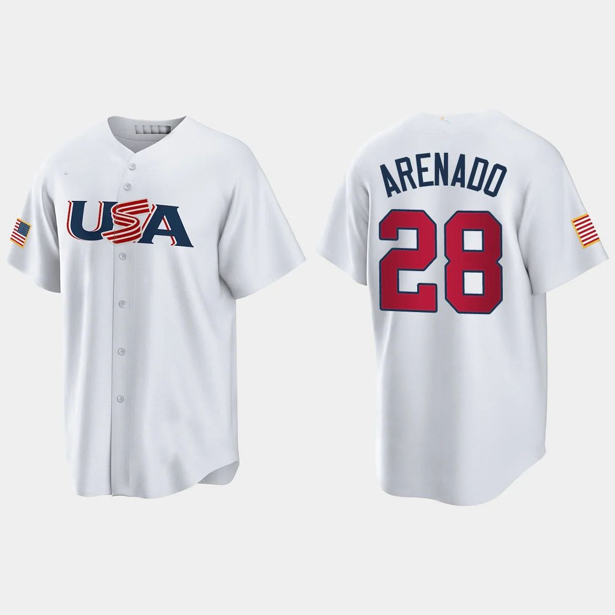 #28 NOLAN ARENADO ST. LOUIS CARDINALS 2023 WORLD BASEBALL CLASSIC USA REPLICA JERSEY ¨C WHITE Stitches Baseball Jerseys