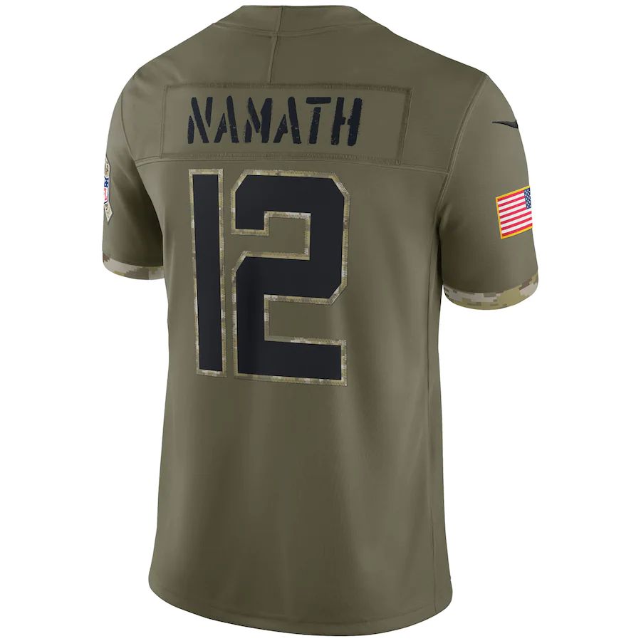 New York Jets #12 Joe Namath Olive 2022 Salute To Service Retired Player Limited Jersey Stitched American Football Jerseys