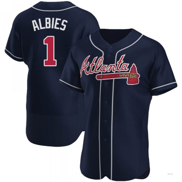 Atlanta Braves #1 Ozzie Albies Navy Alternate Jersey Stitches Baseball Jerseys