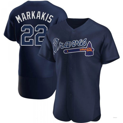 Atlanta Braves #22 Nick Markakis Navy Alternate Team Name Jersey Stitches Baseball Jerseys