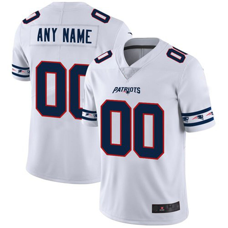 Custom New England Patriots White Team Logo Vapor Limited Jersey Stitched American Football Jerseys