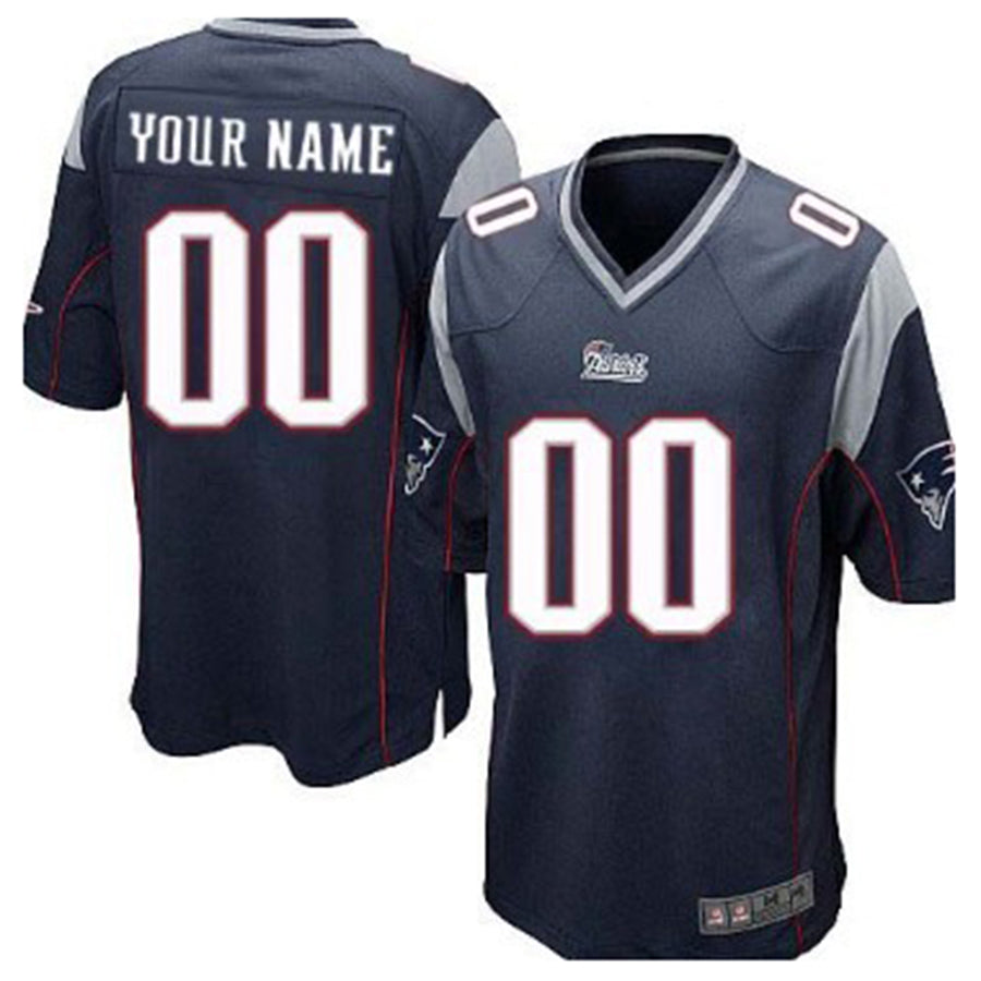 Custom New England Patriots Blue Game Jersey Stitched American Football Jerseys