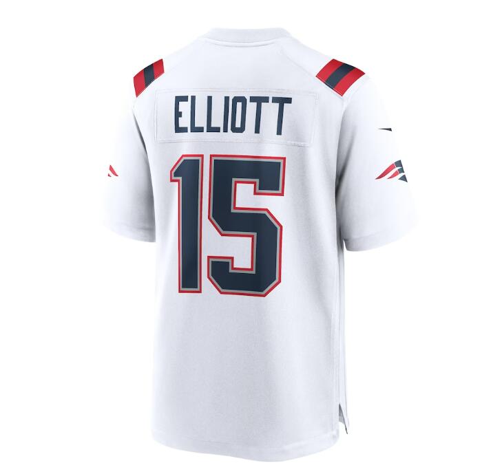 New England Patriots #15 Ezekiel Elliott White Game Player Jersey Stitched American Football Jerseys