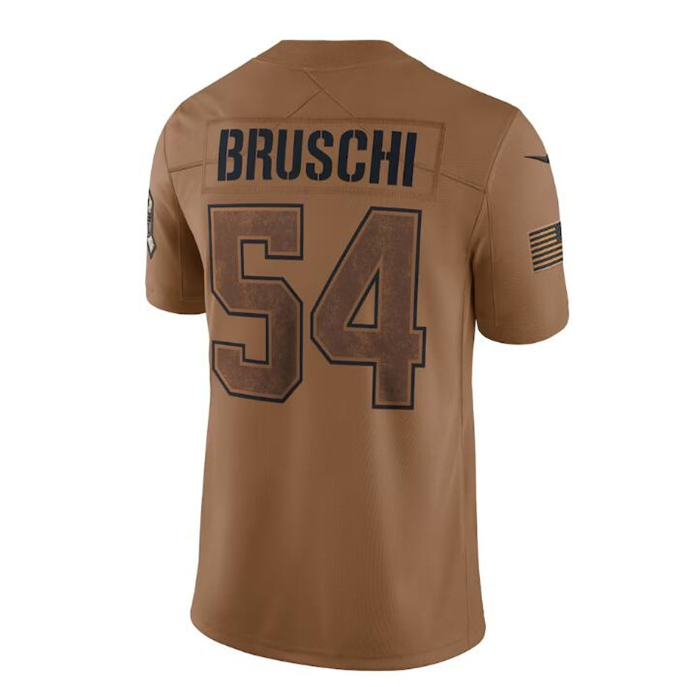 New England Patriots #54 Tedy Bruschi Brown 2023 Salute To Service Retired Player Limited Jersey Stitched American Football Jerseys