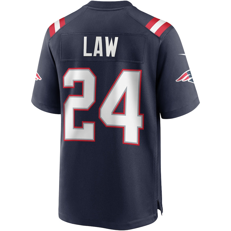 New England Patriots #24 Ty Law Navy Game Retired Player Jersey Stitched American Football Jerseys