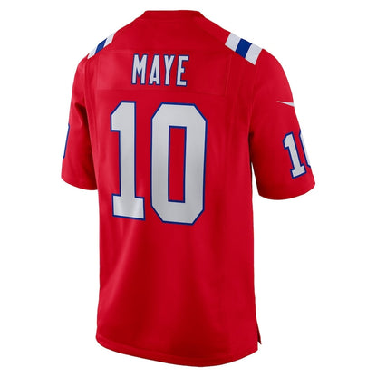 New England Patriots #10 Drake Maye 2024 Draft First Round Pick Player Game Jersey - Red American Football Jerseys