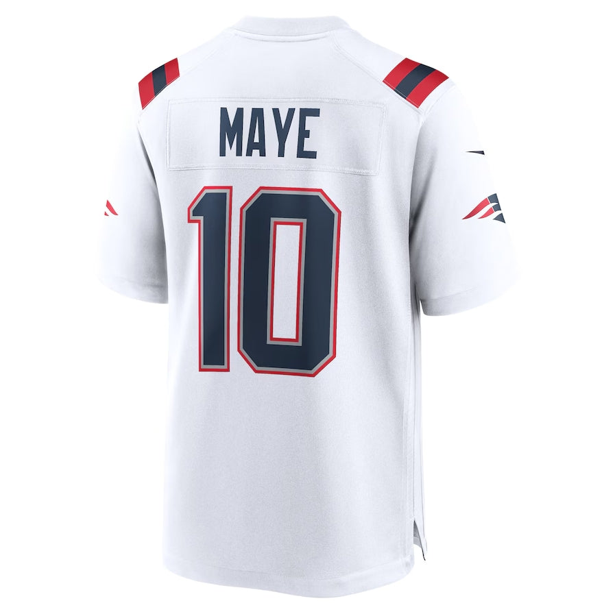 New England Patriots #10 Drake Maye 2024 Draft First Round Pick Player Game Jersey - White American Football Jerseys