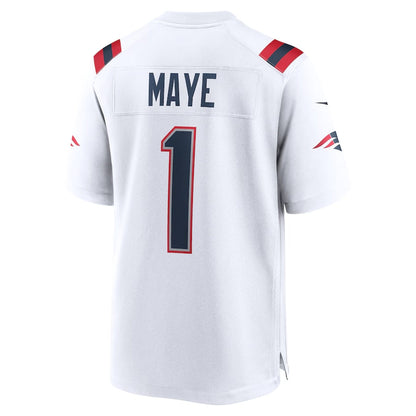 New England Patriots #1 Drake Maye 2024 Draft First Round Pick Player Game Jersey - White American Football Jerseys