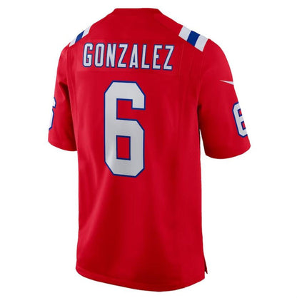 New England Patriots #6 Christian Gonzalez Red Game Player Jersey Stitched American Football Jerseys