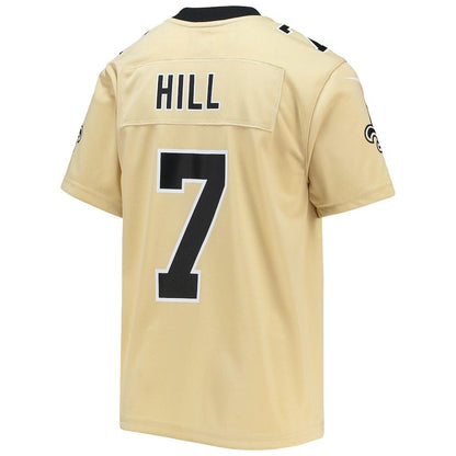 NO.Saints #7 Taysom Hill  Gold Inverted Team Game Jersey Stitched American Football Jerseys