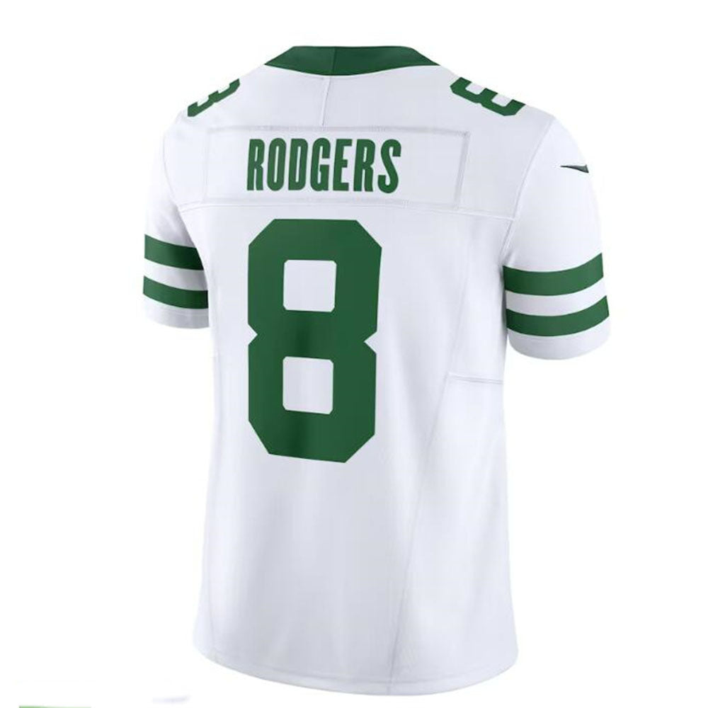 New York Jets #8 Aaron Rodgers White Legacy Vapor F.U.S.E. Limited Jersey Stitched American Football Jerseys