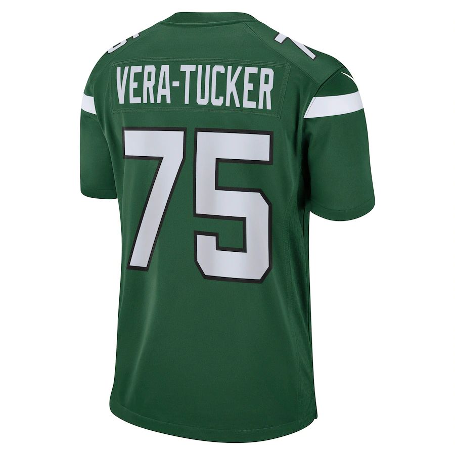 New York Jets #75 Alijah Vera-Tucker Gotham Green Game Player Jersey Stitched American Football Jerseys