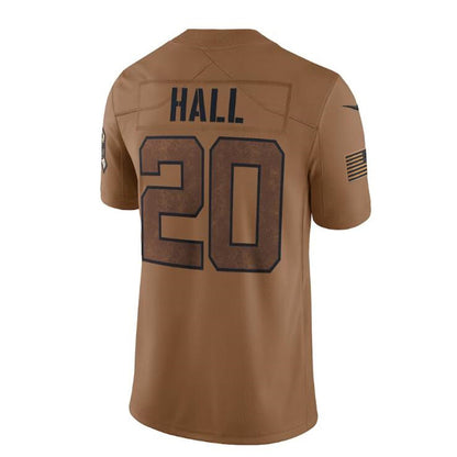 New York Jets #20 Breece Hall Brown 2023 Salute To Service Limited Jersey Stitched American Football Jerseys