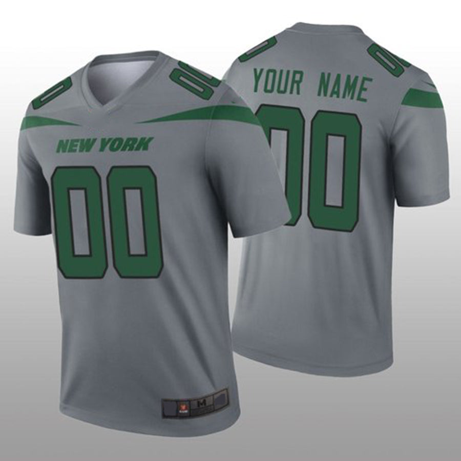 Custom New York Jets Gray Inverted Legend Jersey American Stitched Jersey Football Jerseys