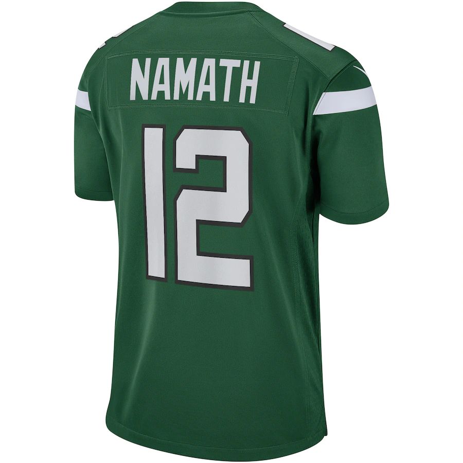 New York Jets #12 Joe Namath Gotham Green Game Retired Player Jersey Stitched American Football Jerseys