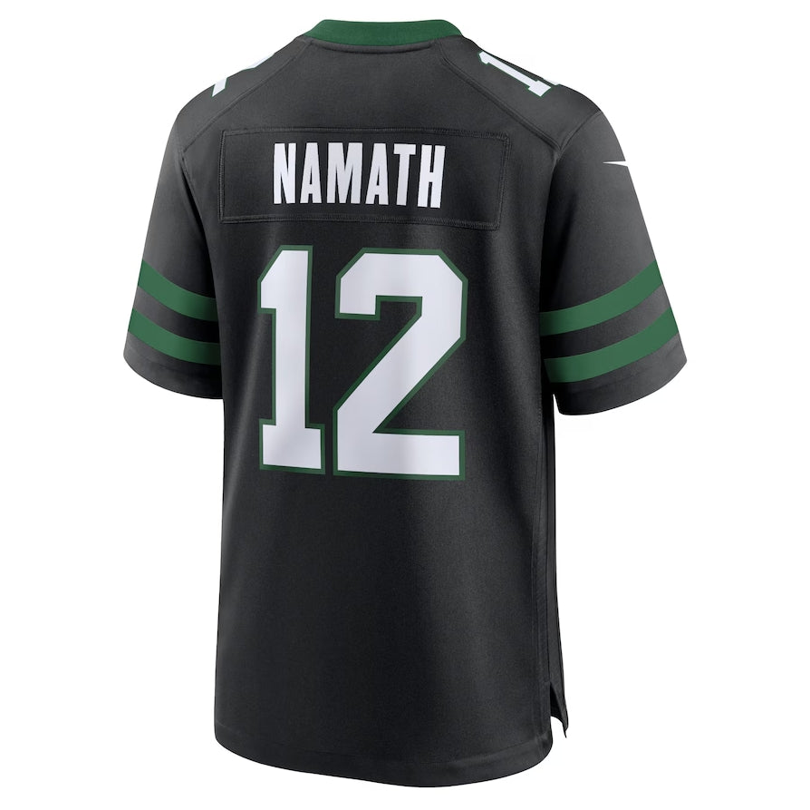 New York Jets #12 Joe Namath Alternate Retired Player Game Jersey - Legacy Black American Football Jerseys