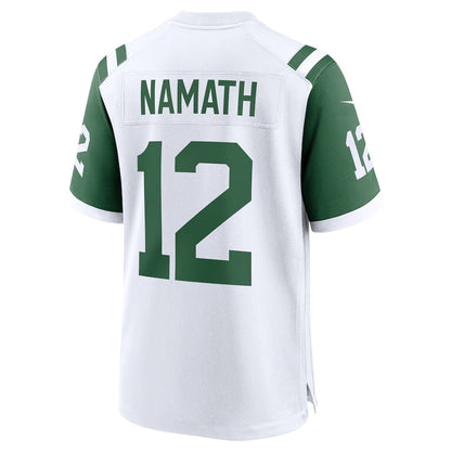 New York Jets #12 Joe Namath Classic Alternate Retired Player Game Jersey - White American Football Jerseys