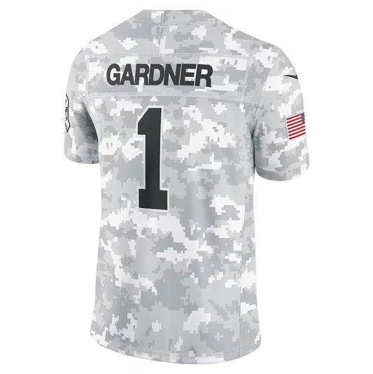 New York Jets #1 Sauce Gardner Arctic Camo 2024 Salute to Service Limited Stitched American Football Jerseys