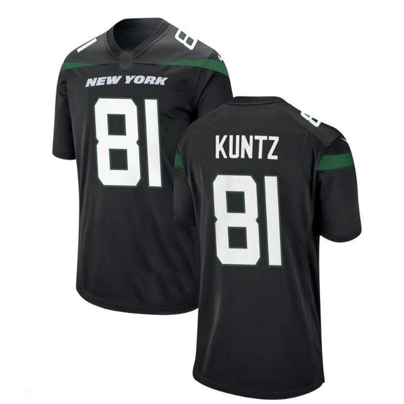 New York Jets #81 Zack Kuntz Game Jersey - Black Stitched American Football Jerseys