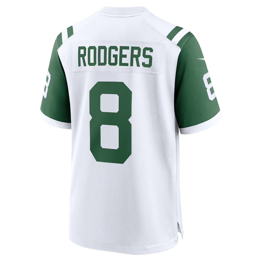 New York Jets #8 Aaron Rodgers Classic Alternate Game Jersey - White American Football Jerseys