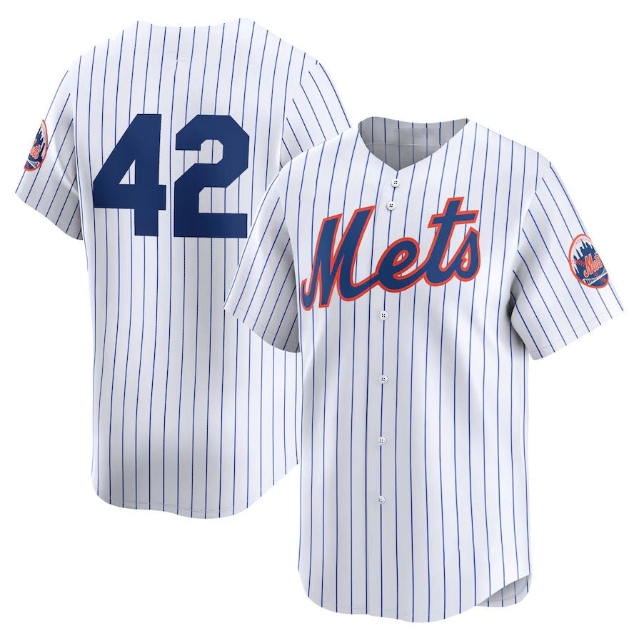 New York Mets 2024 #42 Jackie Robinson Day Home Limited Jersey – White Stitches Baseball Jerseys