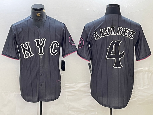 New York Mets #4 Francisco Alvarez Gray 2024 City Connect Cool Base Stitched Baseball Jerseys