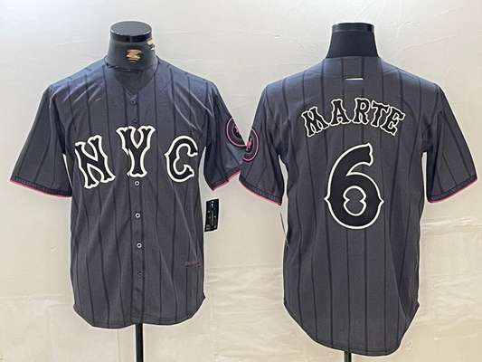 New York Mets #6 Starling Marte Gray 2024 City Connect Cool Base Stitched Baseball Jersey