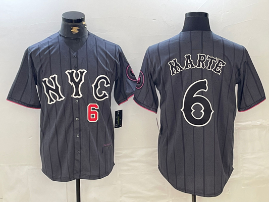 New York Mets #6 Starling Marte Gray 2024 City Connect Cool Base Stitched Baseball Jersey