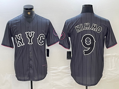 New York Mets #9 Brandon Nimmo Gray 2024 City Connect Cool Base Stitched Baseball Jerseys