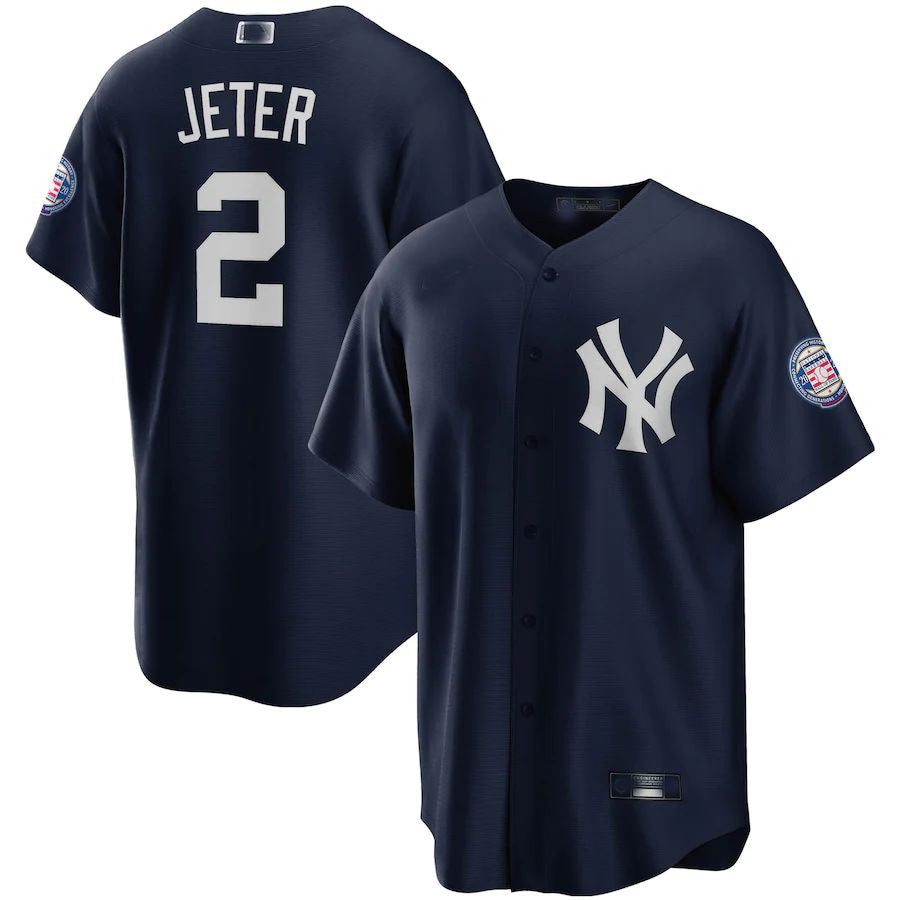 New York Yankees #2 Derek Jeter Navy 2020 Hall of Fame Induction Alternate Replica Player Name Jersey Baseball Jerseys