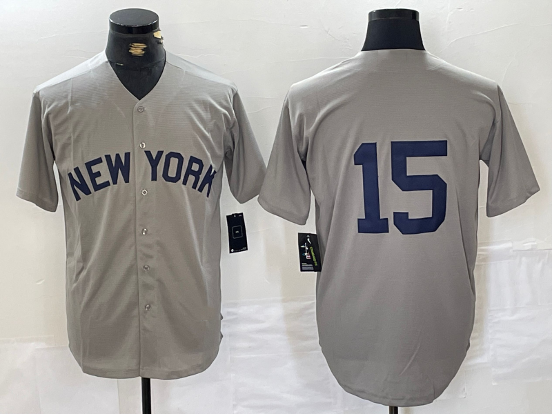 New York Yankees #15 Thurman Munson Grey Stitched Cool Base Baseball Jersey