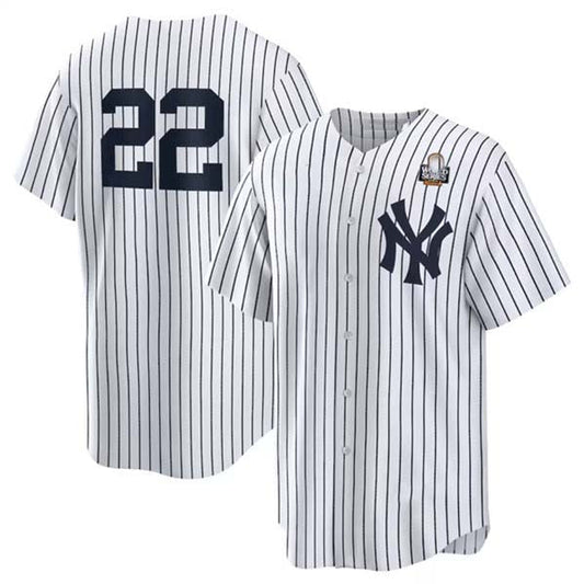 New York Yankees #22 Juan Soto White 2024 World Series Cool Base Stitched Baseball Jersey