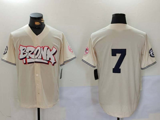 New York Yankees #7 Mickey Mantle Cream Limited Stitched Baseball Jersey