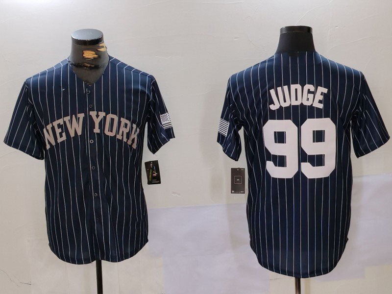 New York Yankees #99 Aaron Judge Navy Pinstripe Fashion Cool Base Baseball Jersey