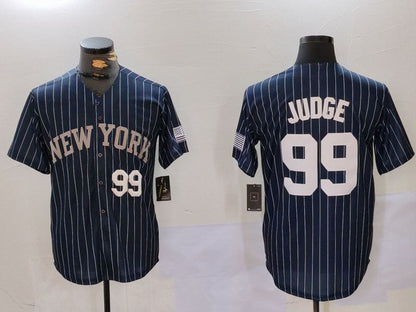 New York Yankees #99 Aaron Judge Navy Pinstripe Fashion Cool Base Baseball Jersey