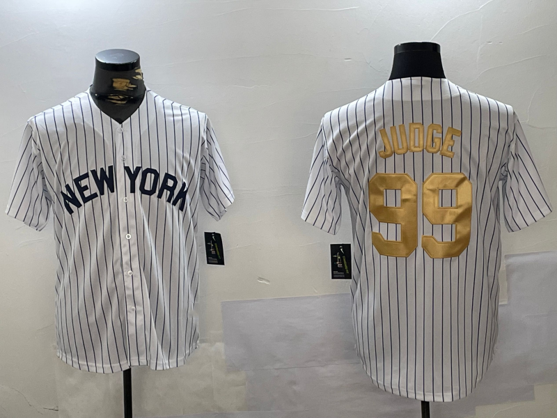 New York Yankees #99 Aaron Judge White Pinstripe Fashion Cool Base Stitched Baseball Jersey